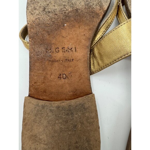 M. Gemi The Medio Metallic Gold Leather Sandals Size 40 or US 9 Flat Slip-On Mad - Picture 6 of 11